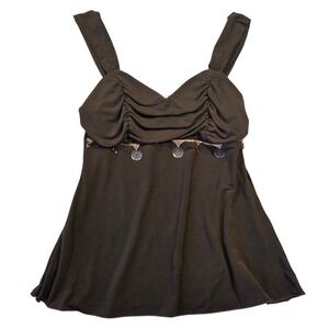 IZ Byer‎ California Brown Y2k Babydoll Cami Top Coin Charm Small USA 2000s Bratz